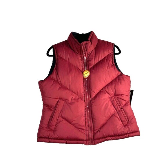 Big Chill Women's Chevron Quilted Puffer Vest W/Reversible Pockets Red Black - Picture 2 of 10